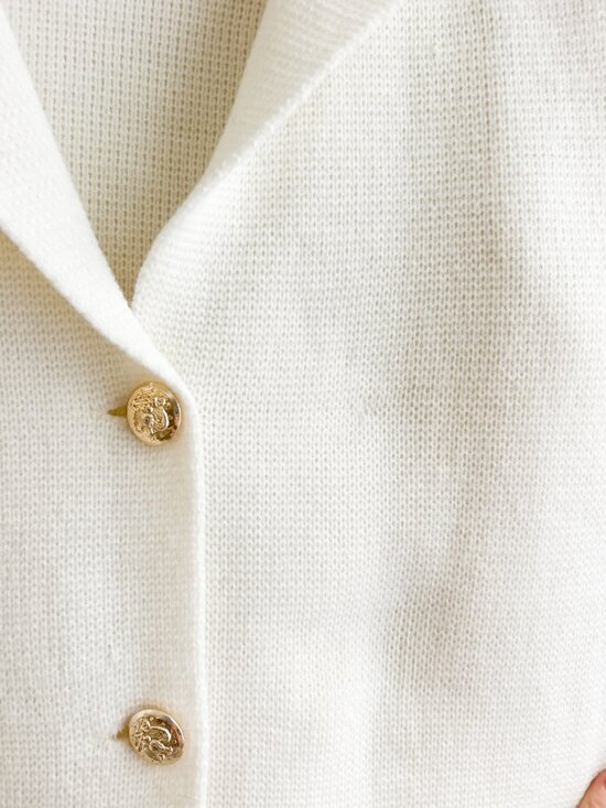 VINTAGE 60s Lilly of California Cream Knit Double Breasted Lady Jacket Blazer - Picture 10 of 13